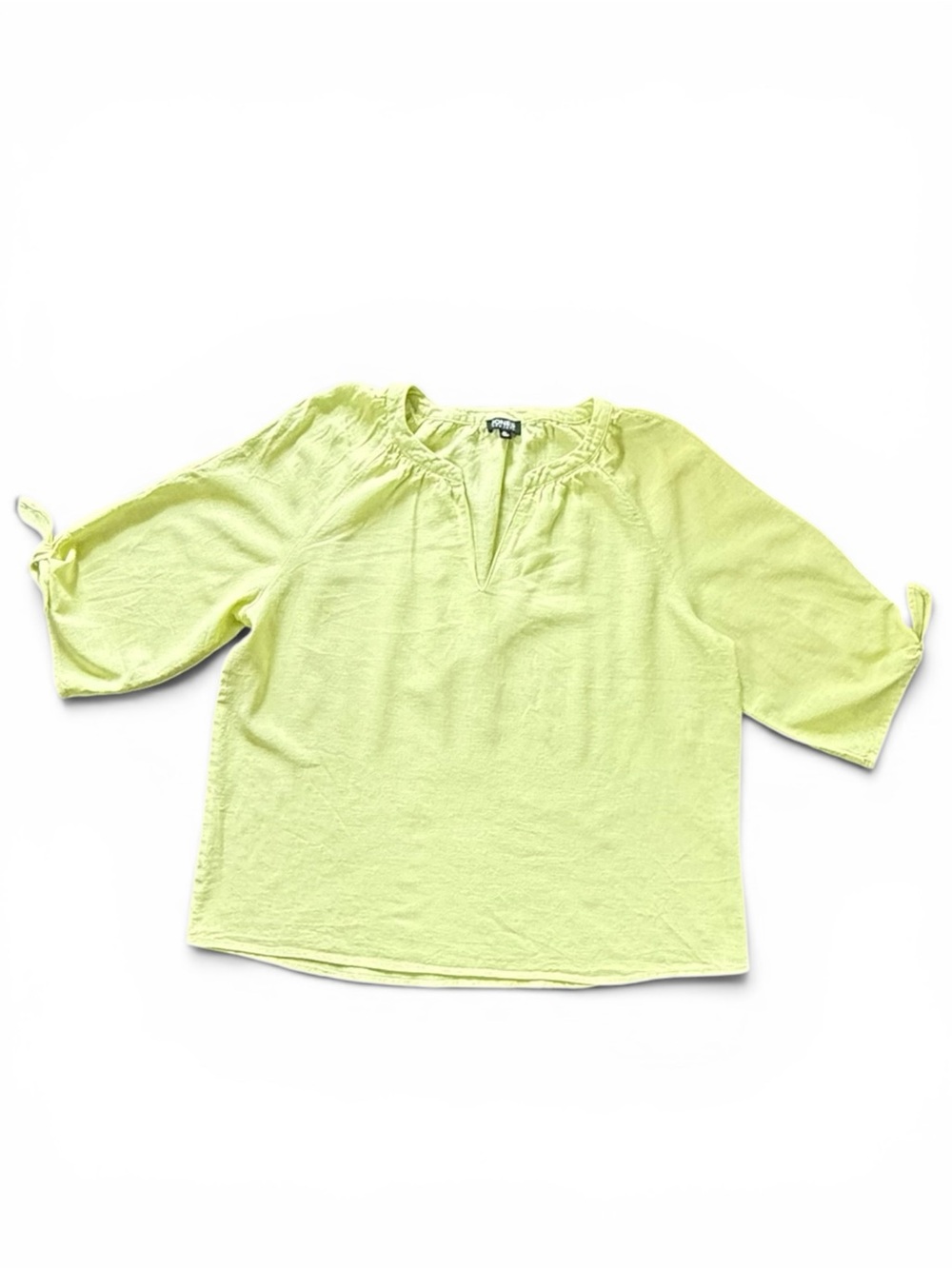 Jones New York Women's Linen Blend Split Neck Top Lime Green Size XL - Picture 5 of 11